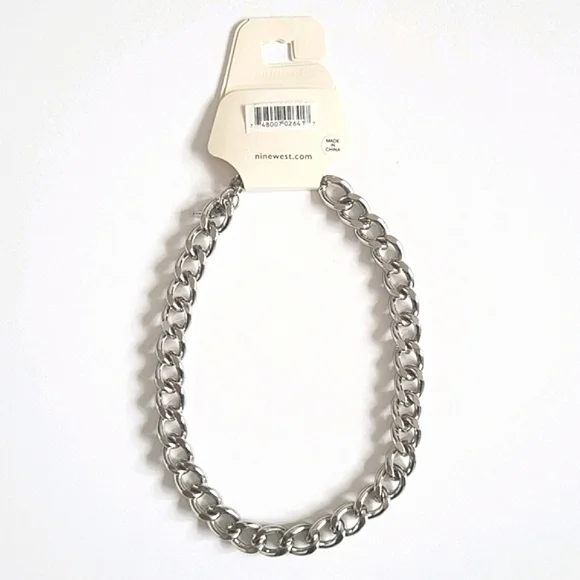 NINE WEST Chain Link Silver Color Necklace Lobster Clasp - Picture 2 of 8
